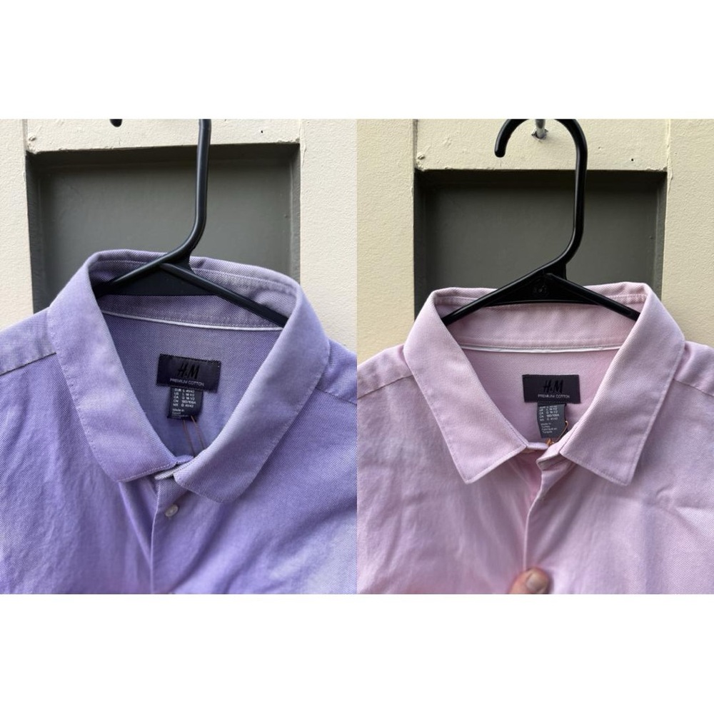 H&M Men's Button-Down Casual Regular Fit Shirt - Lavender & Light Pink